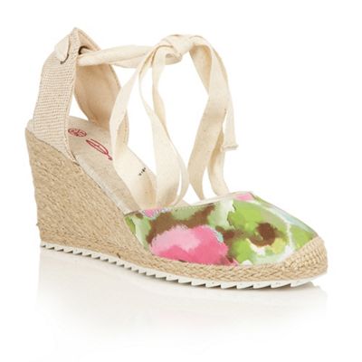 Green 'Happy' high strappy espadrille wedges